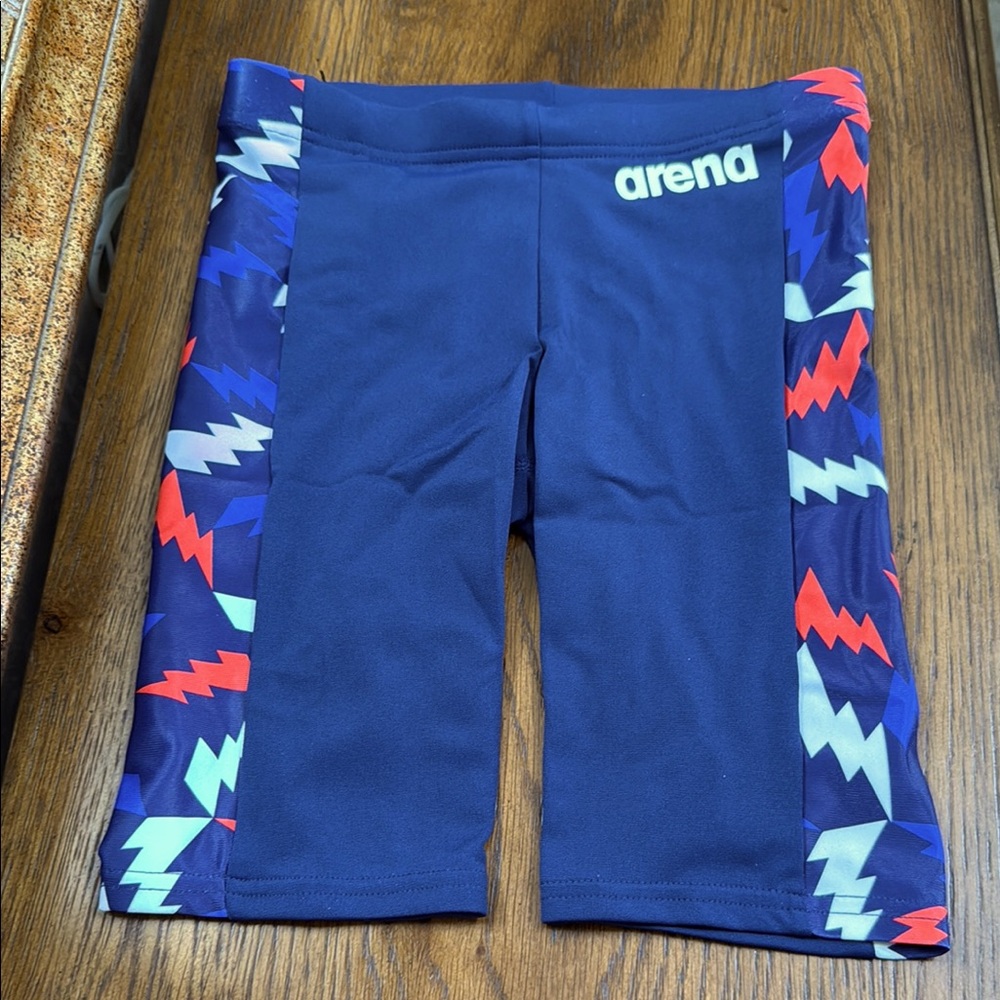 Arena Boys' Navy Blue Graphic Panel Swim Jammers